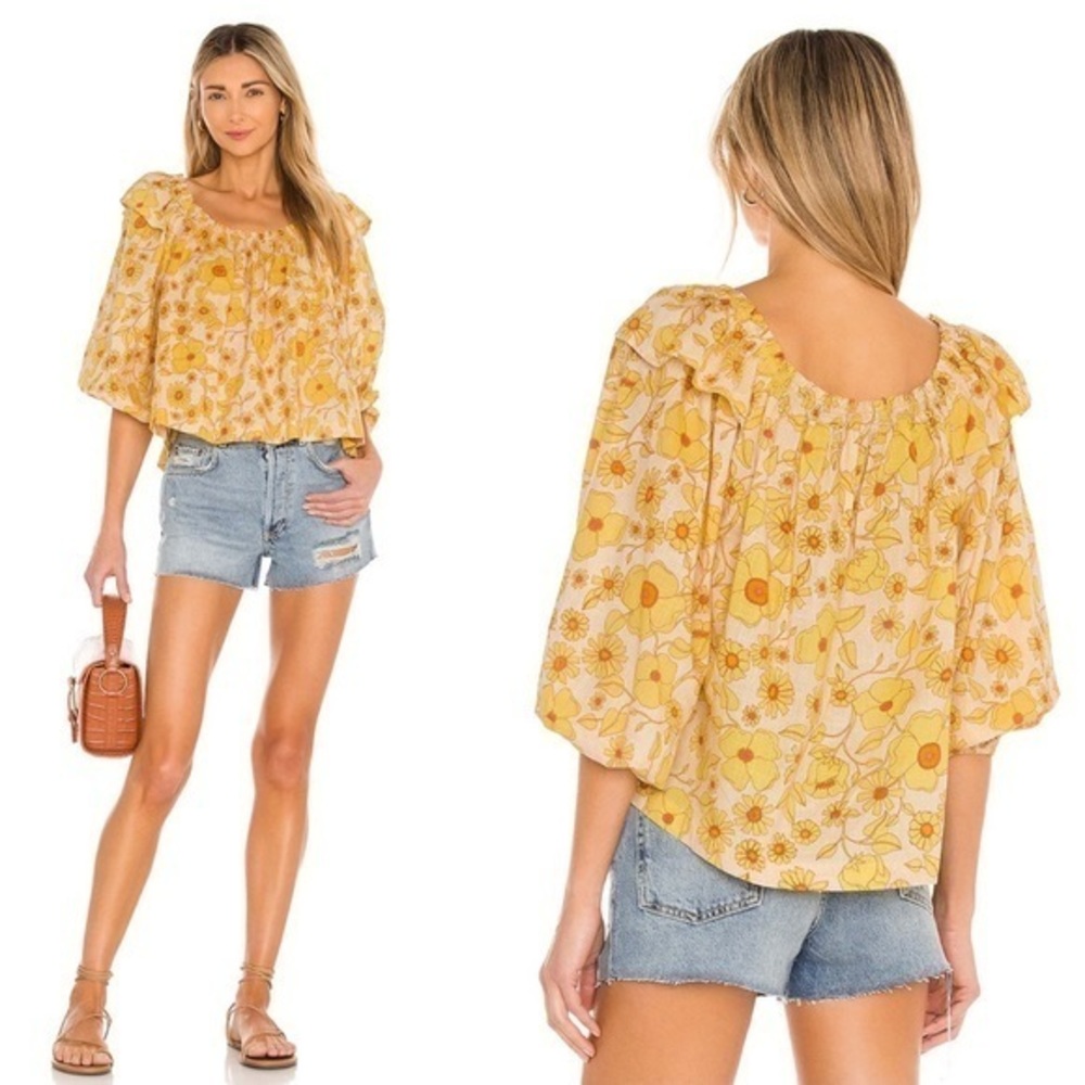 REVOLVE Free People Miss Daisy Printed Top in Ivory Combo Size Medium